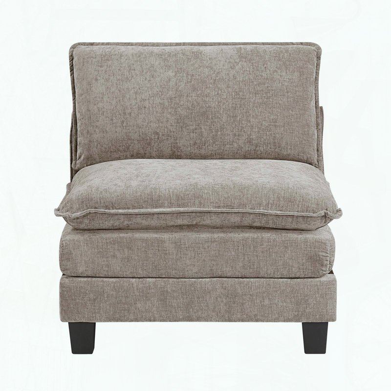 Chaise sans accoudoirs - Tissu chenille - Coussins réversibles - Housses amovibles, Brun / gris / étain