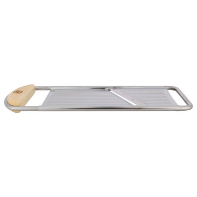 Handheld Mandoline Slicer for Kitchen - Stainless Steel Flat Mandolin with Cherrywood Handle - Julienne Cutter for Vegetable and Fruits - Italian Made Kitchen Gadgets by Kings County Tools