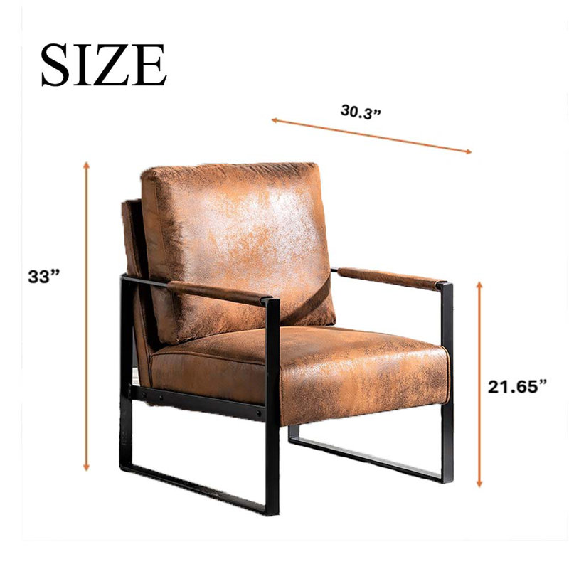 Fauteuil d'appoint rembourré Mid-Century, Marron clair