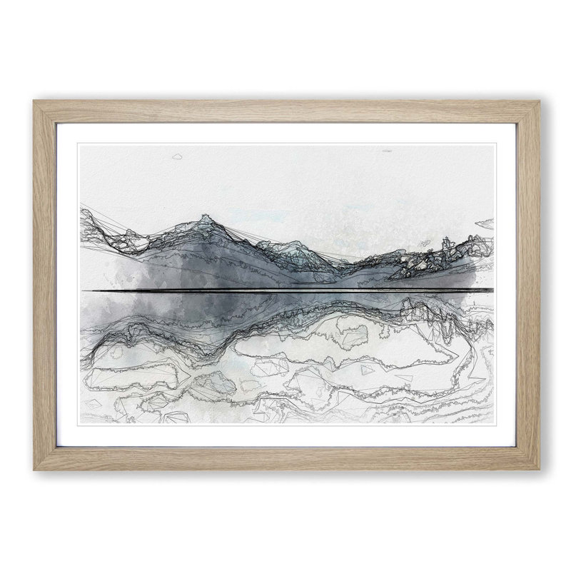 Lake McDonald Montana in Abstract - Picture Frame Graphic Art Print, Oak Framed, 62cm H x 87cm W x 2cm D