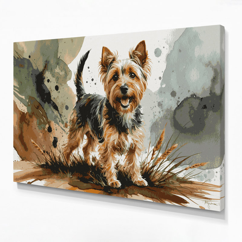 «Dogs Cairn Terrier», art mural sur toile beige, H 20 po x l 24 po