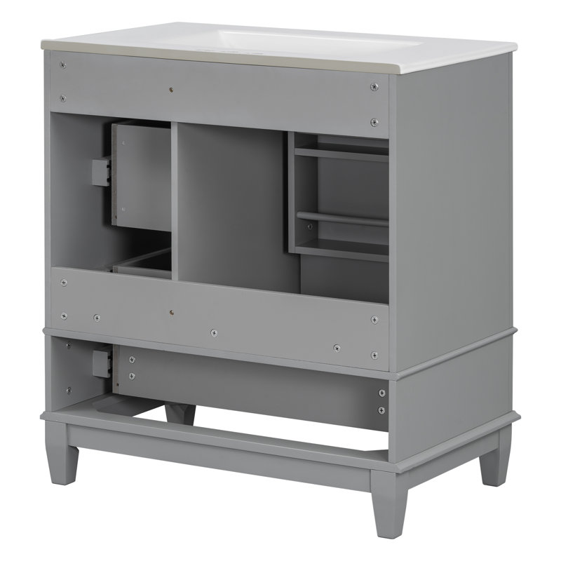 Meuble-lavabo de salle de bain avec lavabo, Gris