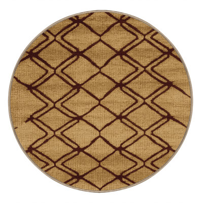 Machine Washable Trellis Brown Area Rug
