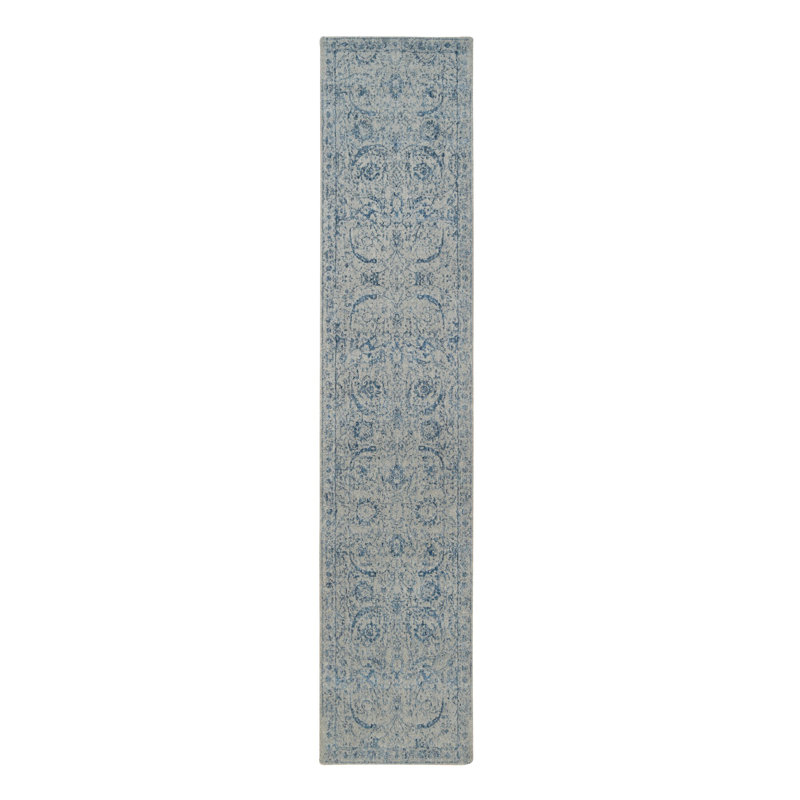 Tapis de couloir oriental gris tissé à la main 2 pi 6 po x 12 pi en jacquard avec feuille de faucille et soie tissée à la main 158520212DBA4E958C7400DB21E97020