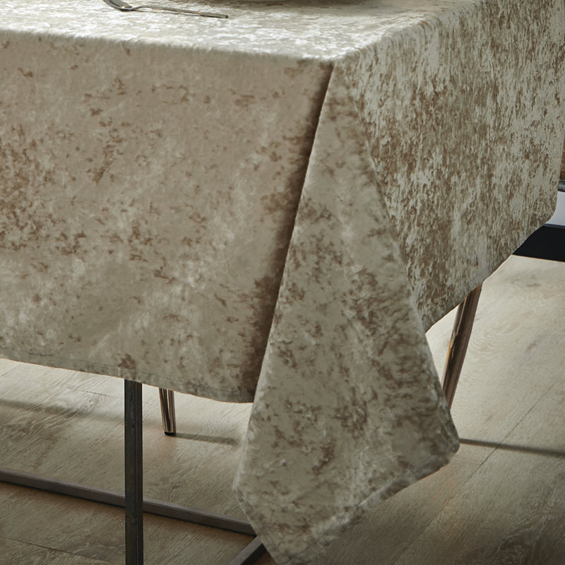 Crushed Velvet Table Cloth, 137cm W x 178cm L, Natural