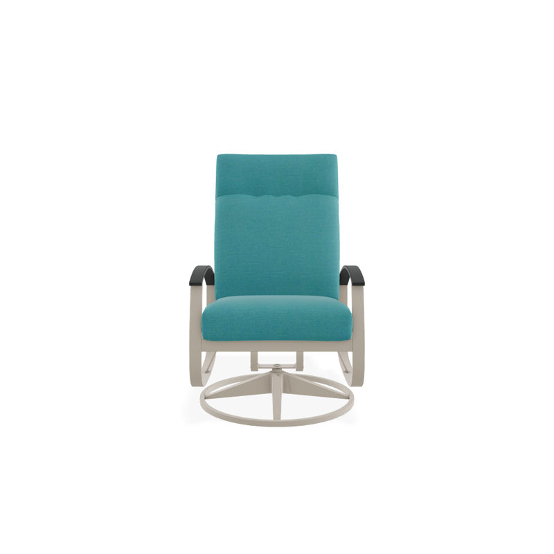 Chaise berçante pivotante réglable avec coussins Askar, Toile Aruba Sunbrella®, Graphite classique P30, Blanc brillant
