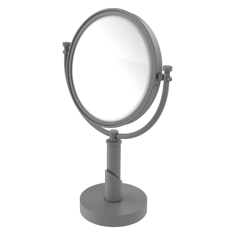 Miroir de maquillage / rasage grossissant moderne et contemporain Marnell Table, 3X, Gris mat
