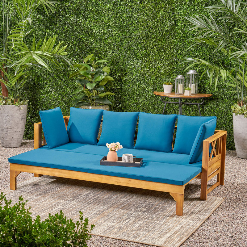 Lit de jour Rustic Long Beach, matériau de bois, matériau de coussin d'eau avec éléments, bois, tissus de siège