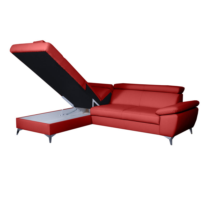 Ashianna Sleeper Corner Sofa, Red, Left Hand Facing