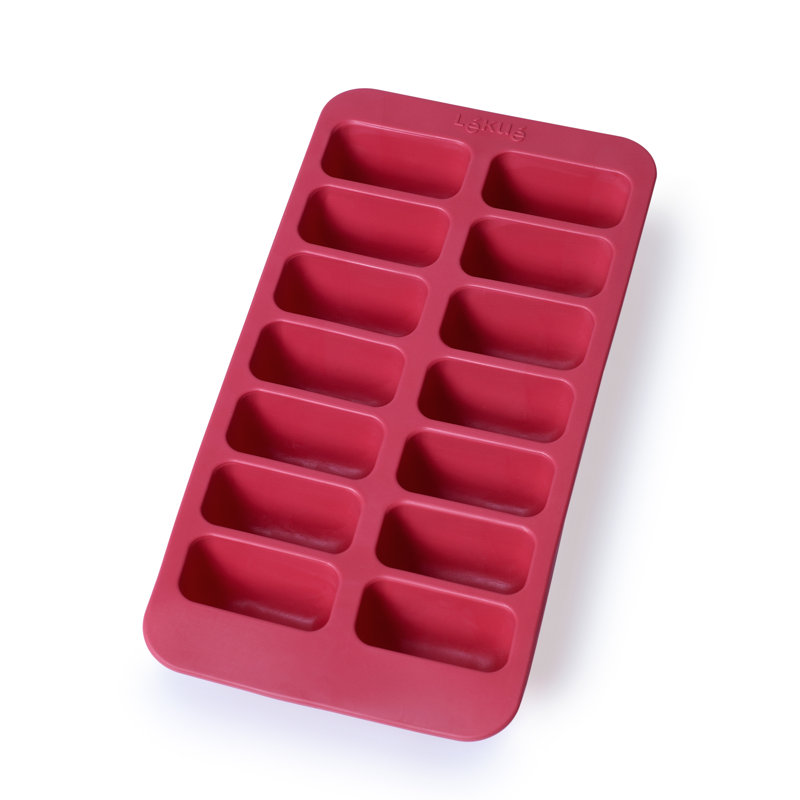 Lékué Rectangular Ice Cube Tray with Lid, Red