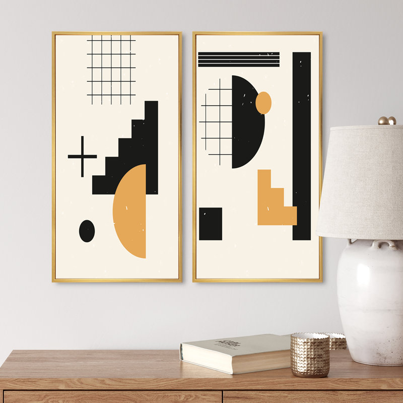 «Retro Abstract Minimal Colorful Geometrics III», ensemble de 2 reproductions, H 20 po x l 24 po x P 1 po