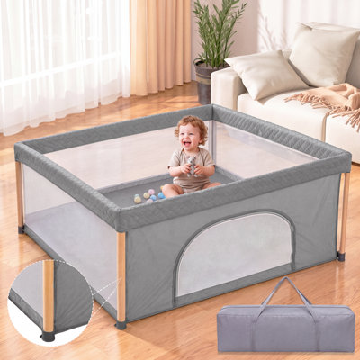 Unbranded 51"x51“x27" Foldable Baby Playpen, Large Play Yard Fence For Toddlers Infants, Portable ,foldable,gr In Gray