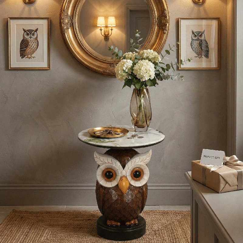 Hibou, table d'appoint, statue animalière, tables de bout, salon, faune, design moderne