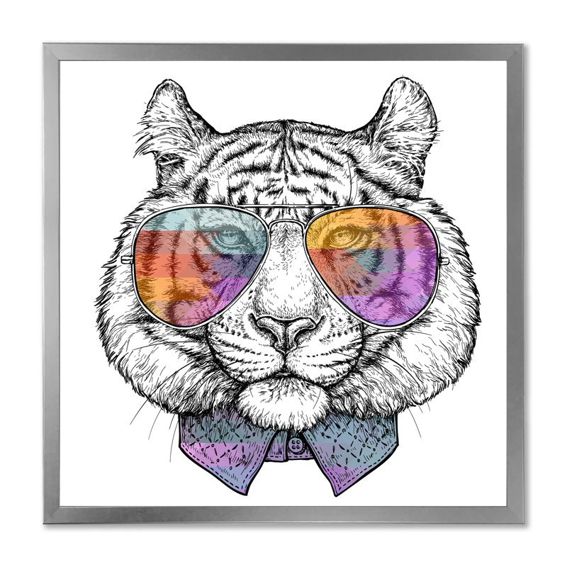Adorable tête de tigre Lgb - art bohémien et éclectique sur toile, H 30 po x l 30 po x P 1 po