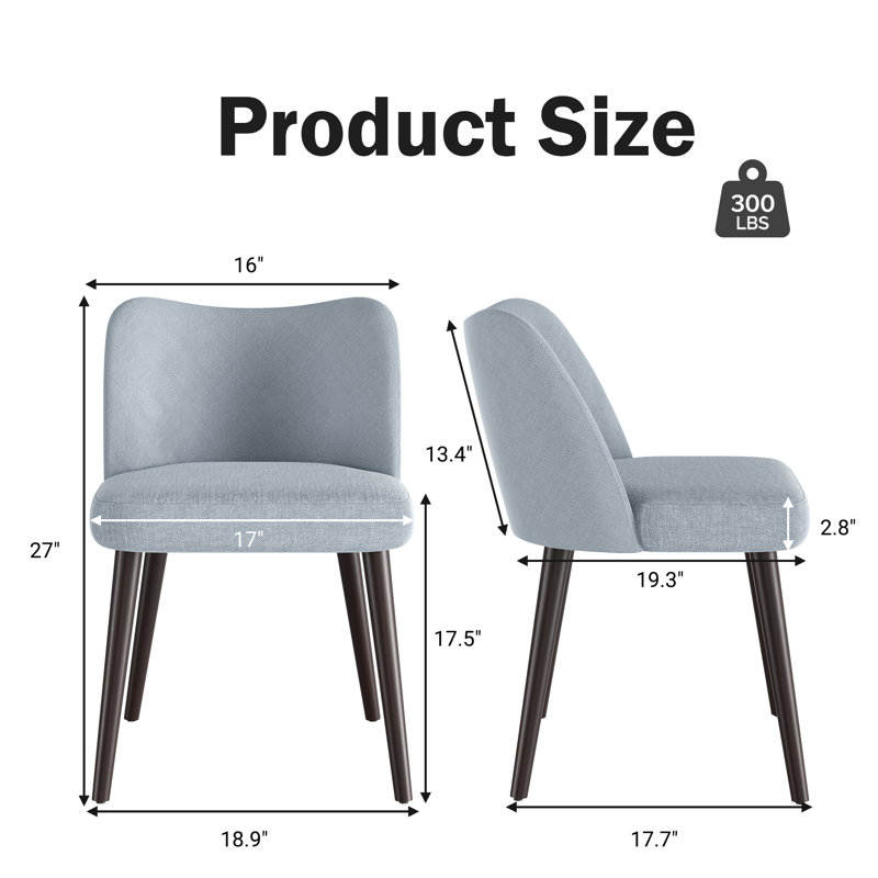 Chaise de salle à manger rembourrée à dossier complet de 17,5 po de hauteur et sans outil, Vert clair