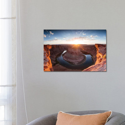 «Sunset I Horseshoe Bend», aire de loisirs de Glen Canyon, Arizona, États-Unis, impression sur verre acrylique