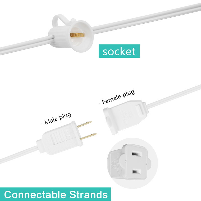 25' Outdoor 25 - Bulb Globe String Light (End to End Connectable), White