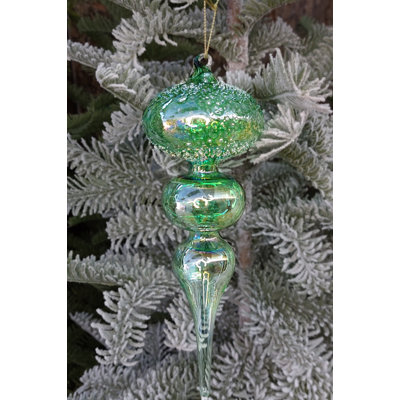 Green Spire Christmas Glass Ornament  F07M10-8