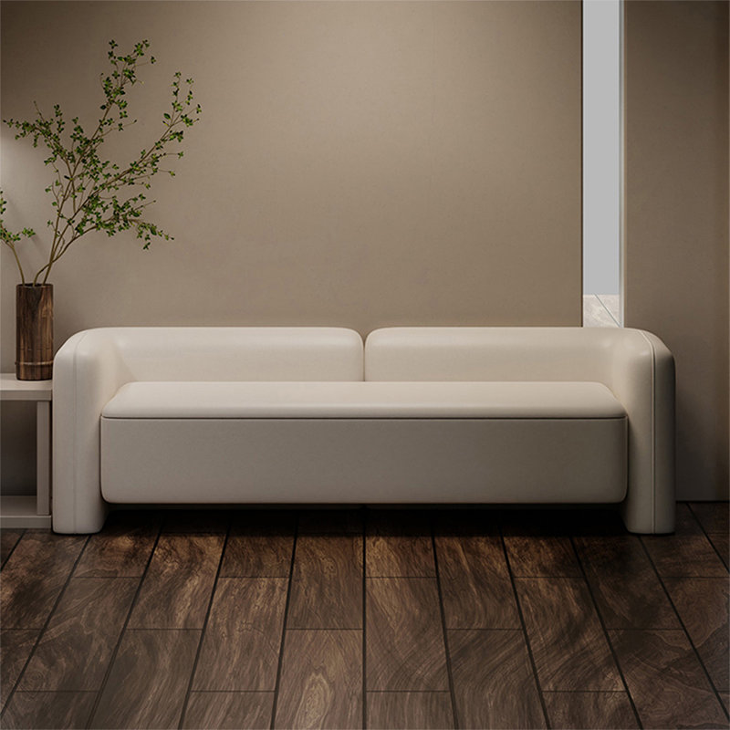 Banc rembourré blanc crème, Blanc crémeux