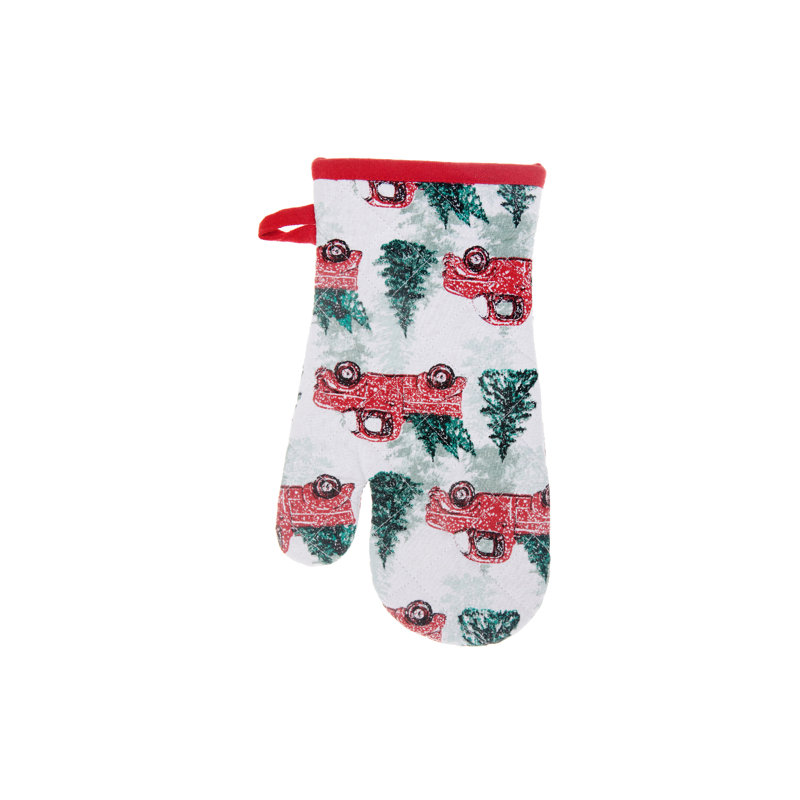 Ensemble de 4 mitaines en coton (camion rouge avec arbre)