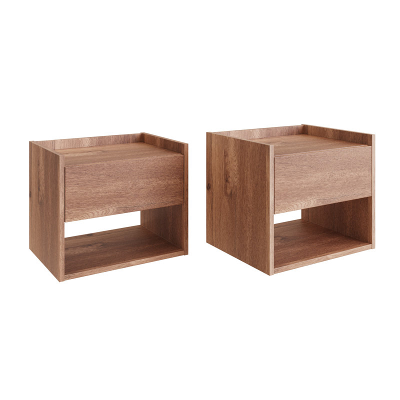 Beare 43cm W Manufactured Wood Bedside Table, Oak
