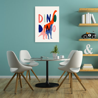Modern Colorful Dinosaur Abstract Modern Wall Art Print 1 Piece Wrapped Canvas Wall Art