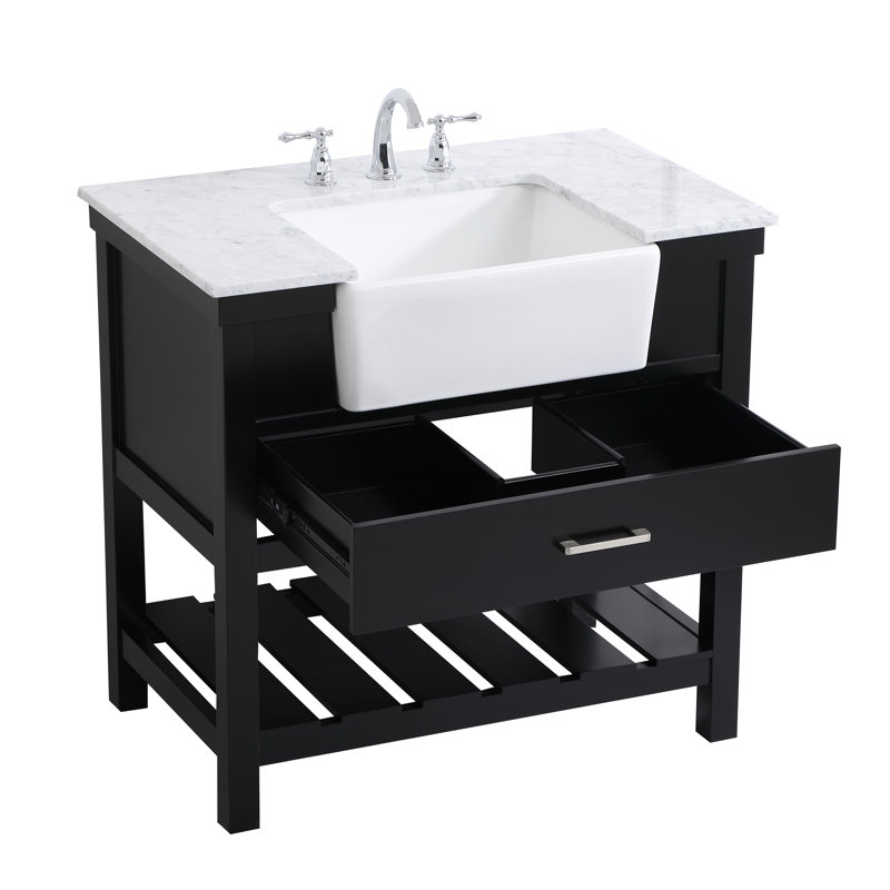Meuble-lavabo simple 36 po Pelaghia, Noir, noir, noir, noir