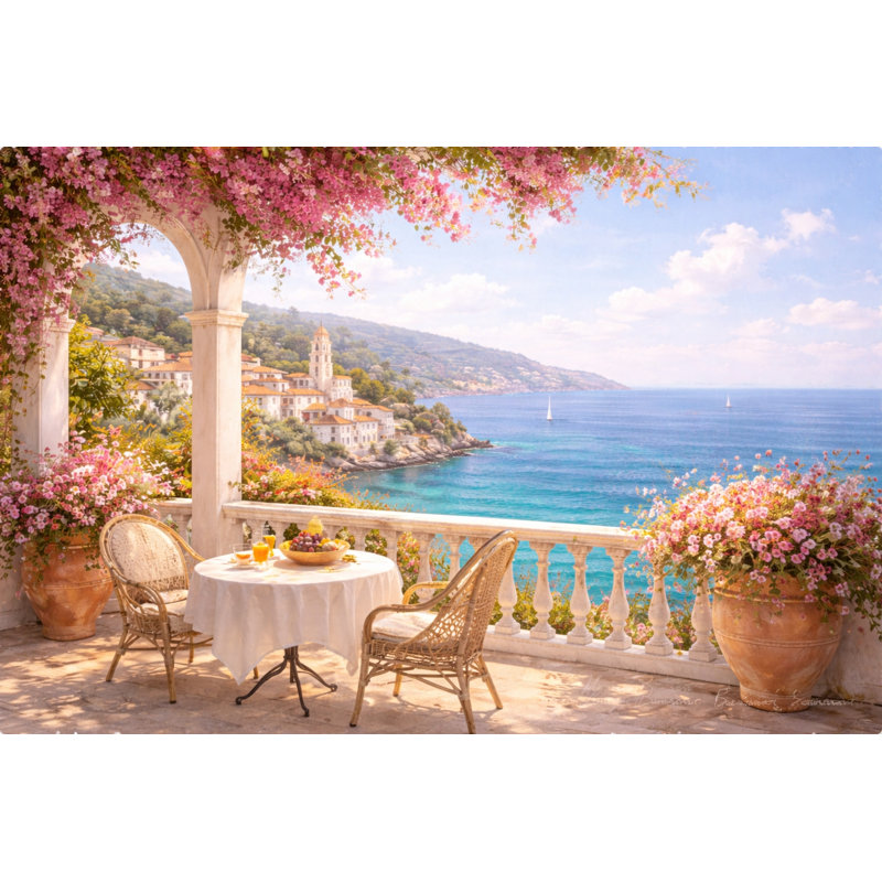 Art mural sur toile «Cafe by the Sea», L 36 po x H 24 po x P 1,5 po