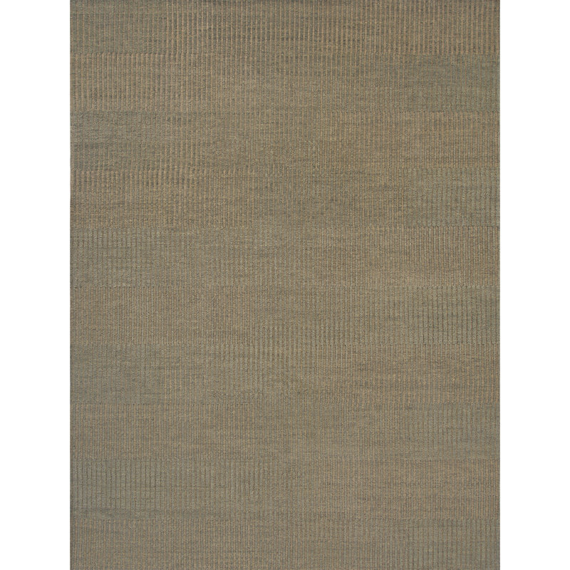 Tapis uni en laine noué à la main de couleur fumée, Rectangle 6 pi x 9 pi