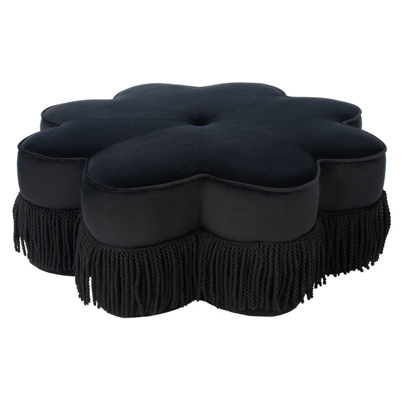Repose-pieds standard en velours de 40,9 po de largeur Kahan, Noir