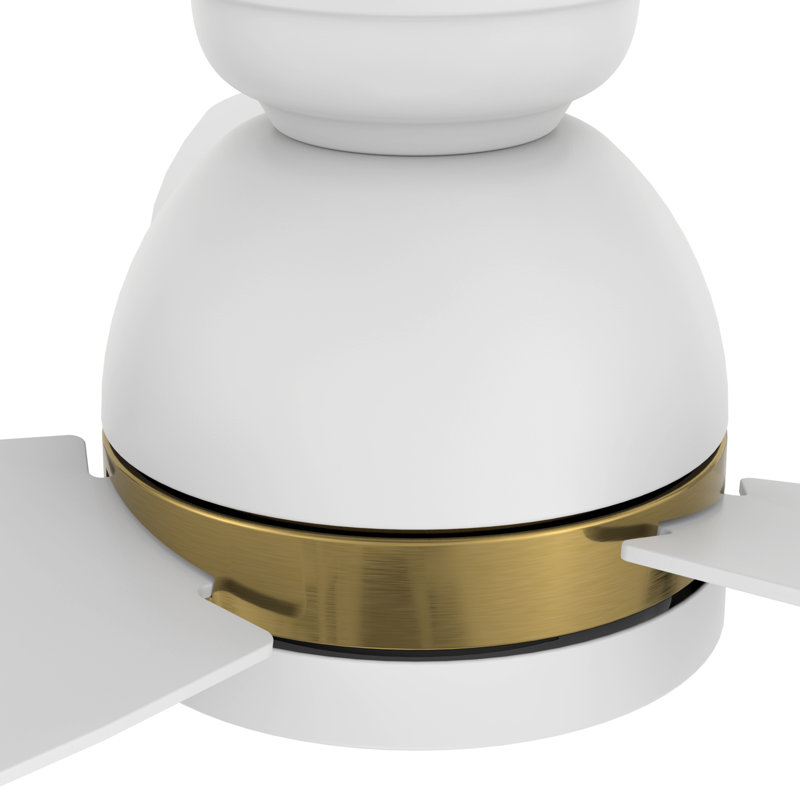 Ventilateur de plafond encastré intelligent avec lumière, télécommande, moteur à courant continu, Blanc, 52"