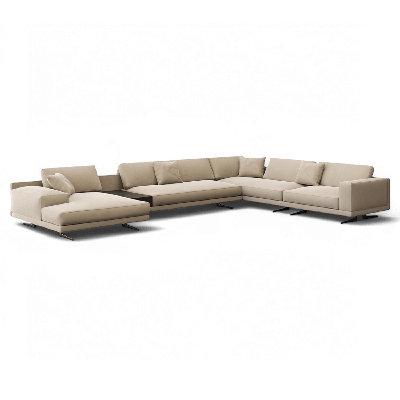 Maestro Sectional Sofa Beige Velvet