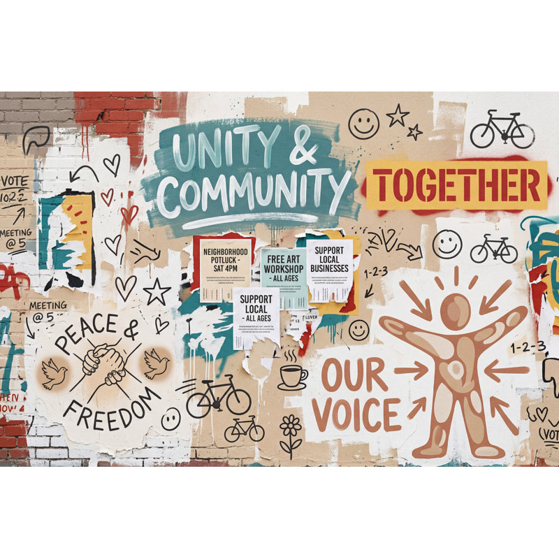 Affiches, papier peint typographique, art de rue, 100 po x 96 po, Non tissé