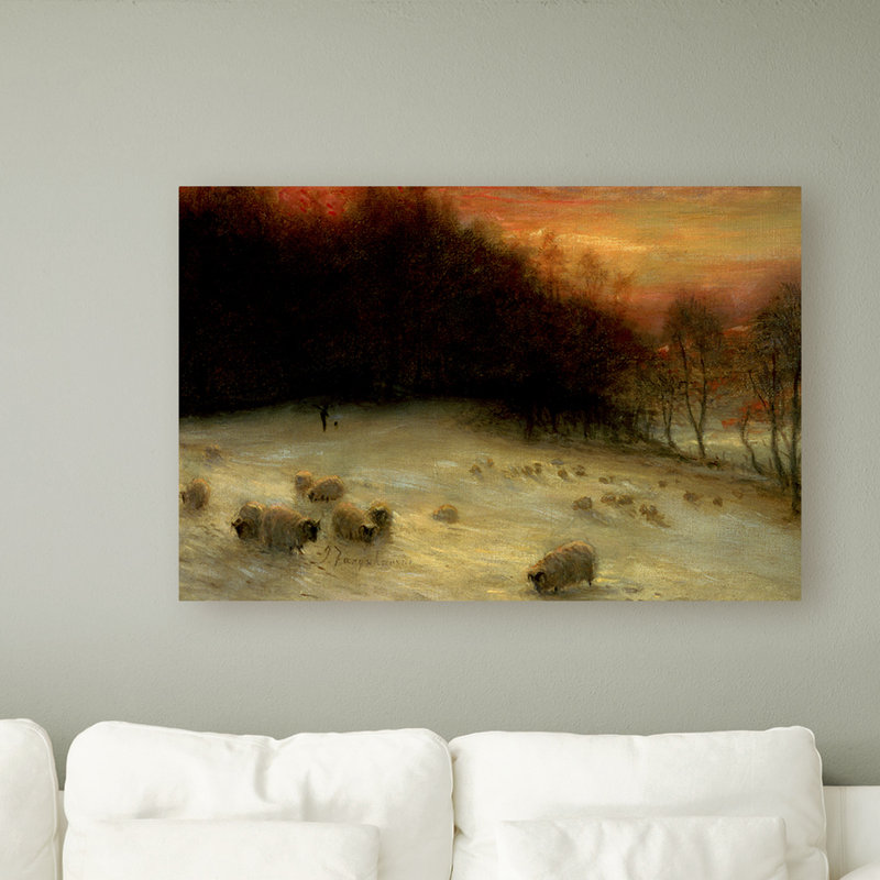 "Sheep in a Winter Landscape" par Joseph Farquharson, reproduction d'art sur toile, H 22 po x l 32 po x P 2 po