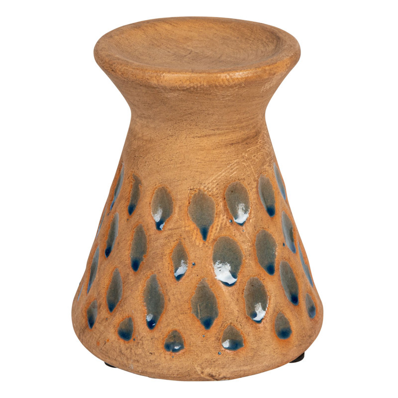 Debossed Terra-cotta Candle Pillar Holder for 3 Inches Pillar