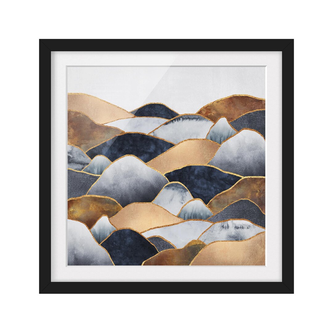 Gerahmtes Poster Golden Mountains-Aquarell