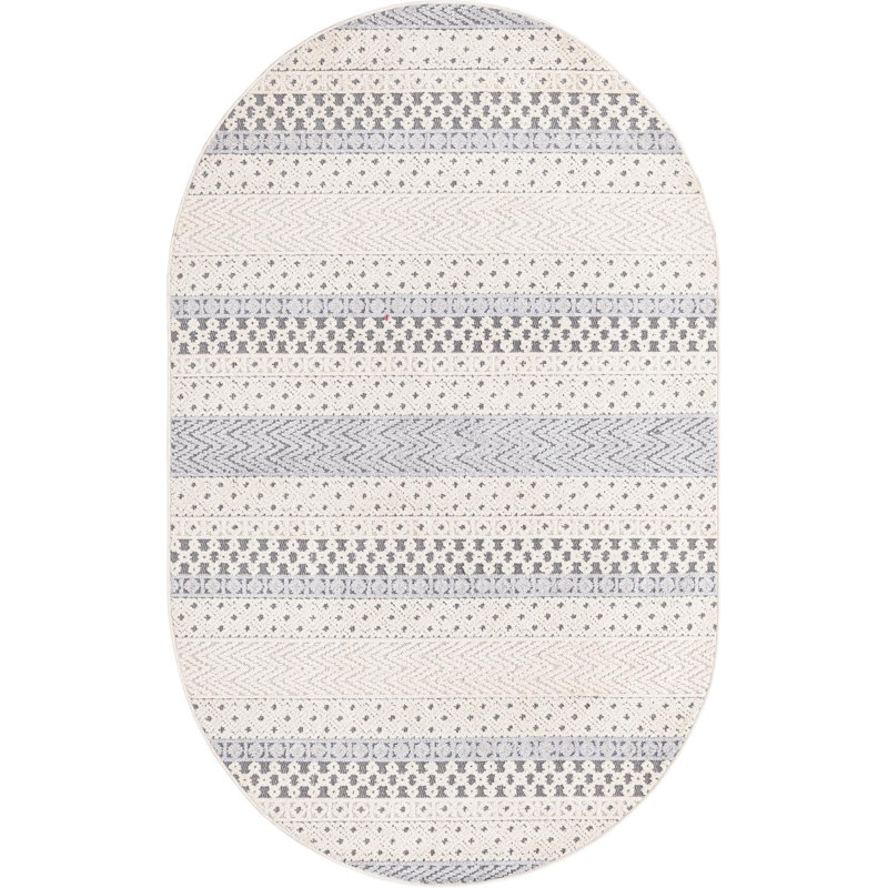 Tapis contemporain beige Britnie, Ovale 5 pi 3 po x 8 pi