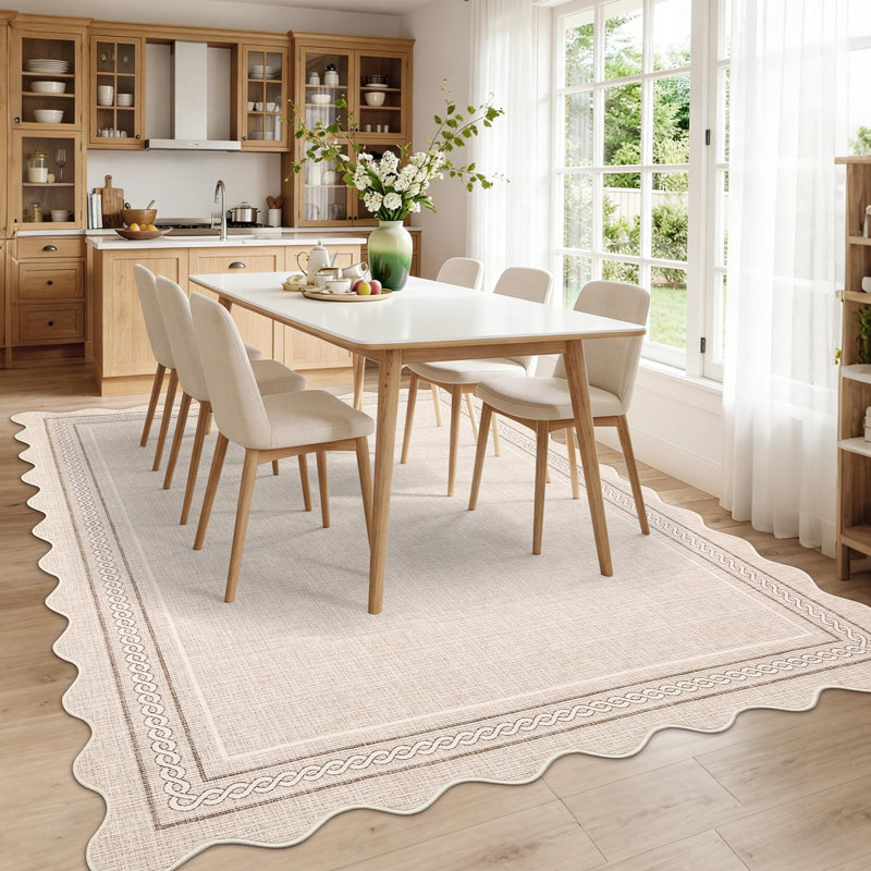 Geometric Machine Printed Area Rug, Rectangle 160 x 230 cm, Beige