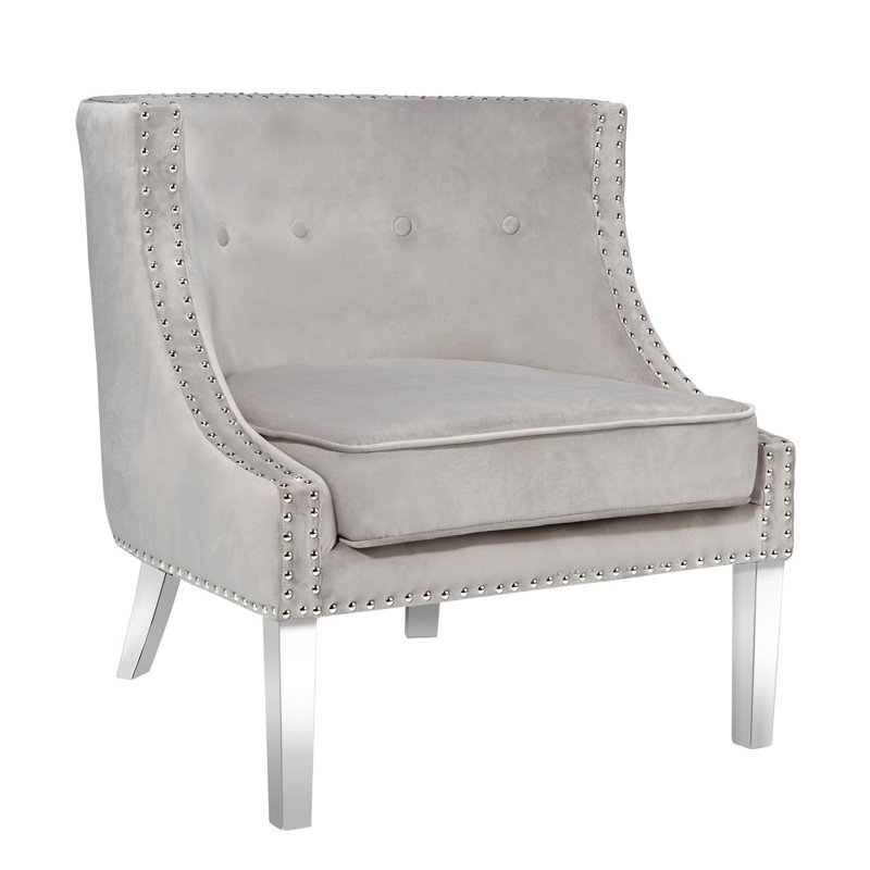 Fauteuil rembourré Cinderford, Velours gris