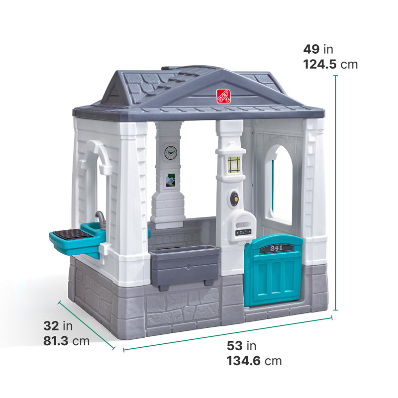 Neat & Tidy Cottage Gray Plastic Kids Playhouse with Windows
