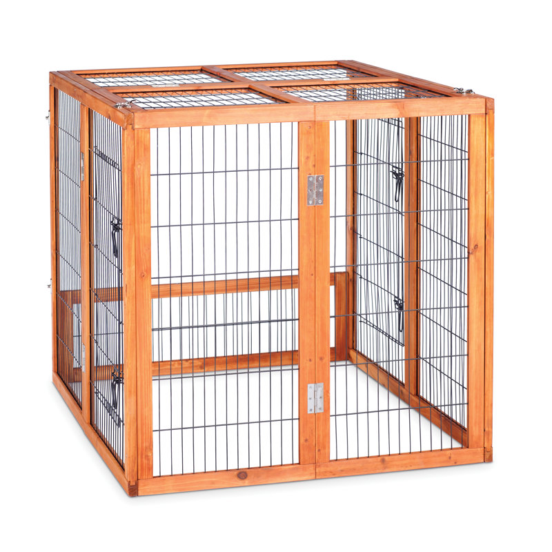 Weather-Resistant Fir Wood Rabbit Playpen with Secure Locks