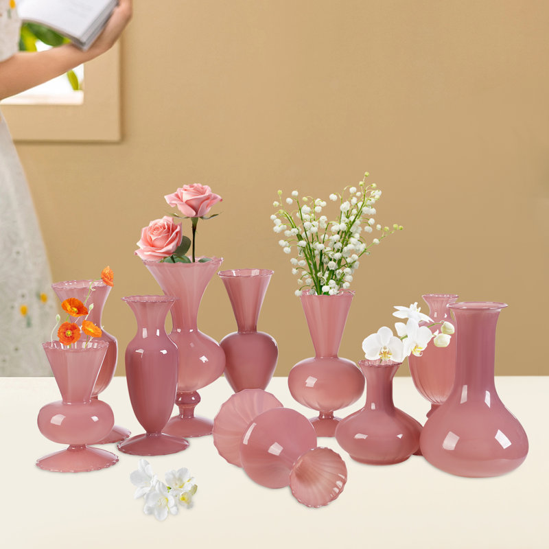 Vase de table en verre Arretta, Rose