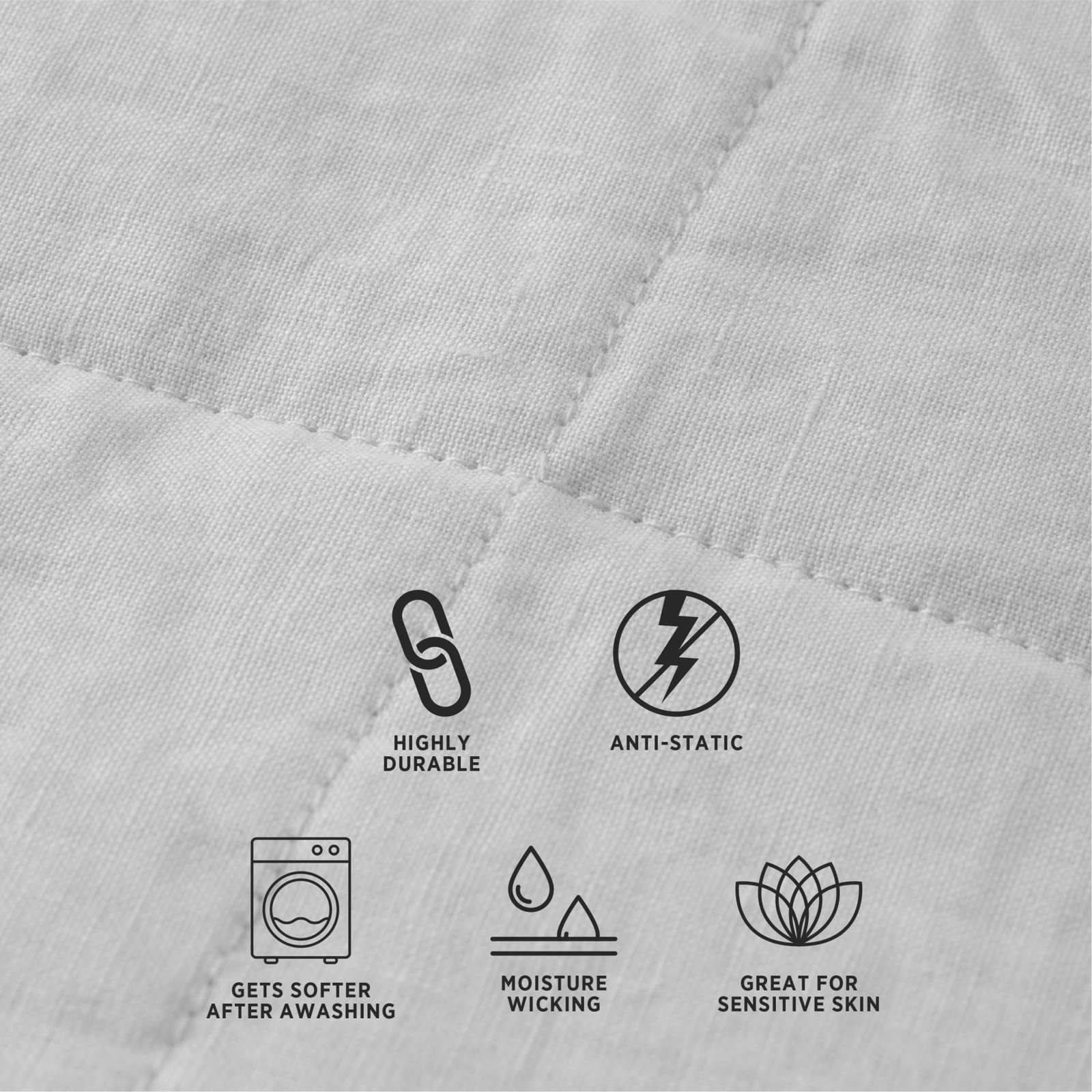 Kamau Linen Quilt Set, Gray, Full/Queen