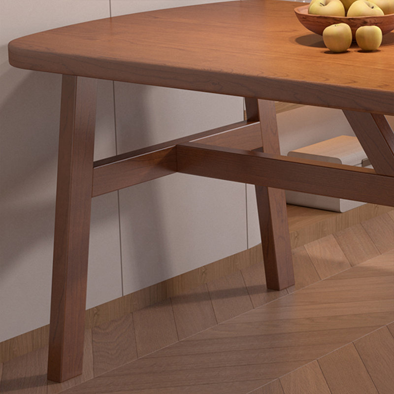 Nut-Brown Rectangular Solid Wood Dining Table, 29.53"H x 62.99"L x 35.43"W