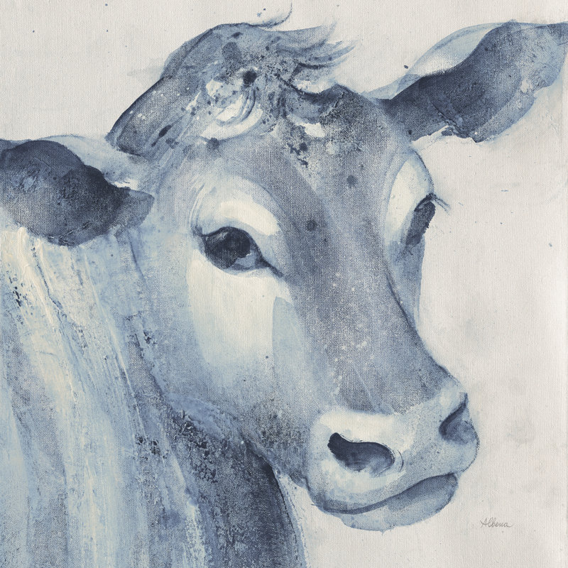 Moo Blue Crop by Albena Hristova - Wrapped Canvas Painting, 122cm H x 122cm W