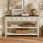 Console rétro avec deux tablettes ouvertes, structure et pieds en bois de pin massif-1959078401-1959078403-1959078405