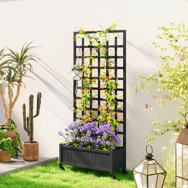 Wood Raised Garden Bed with Trellis