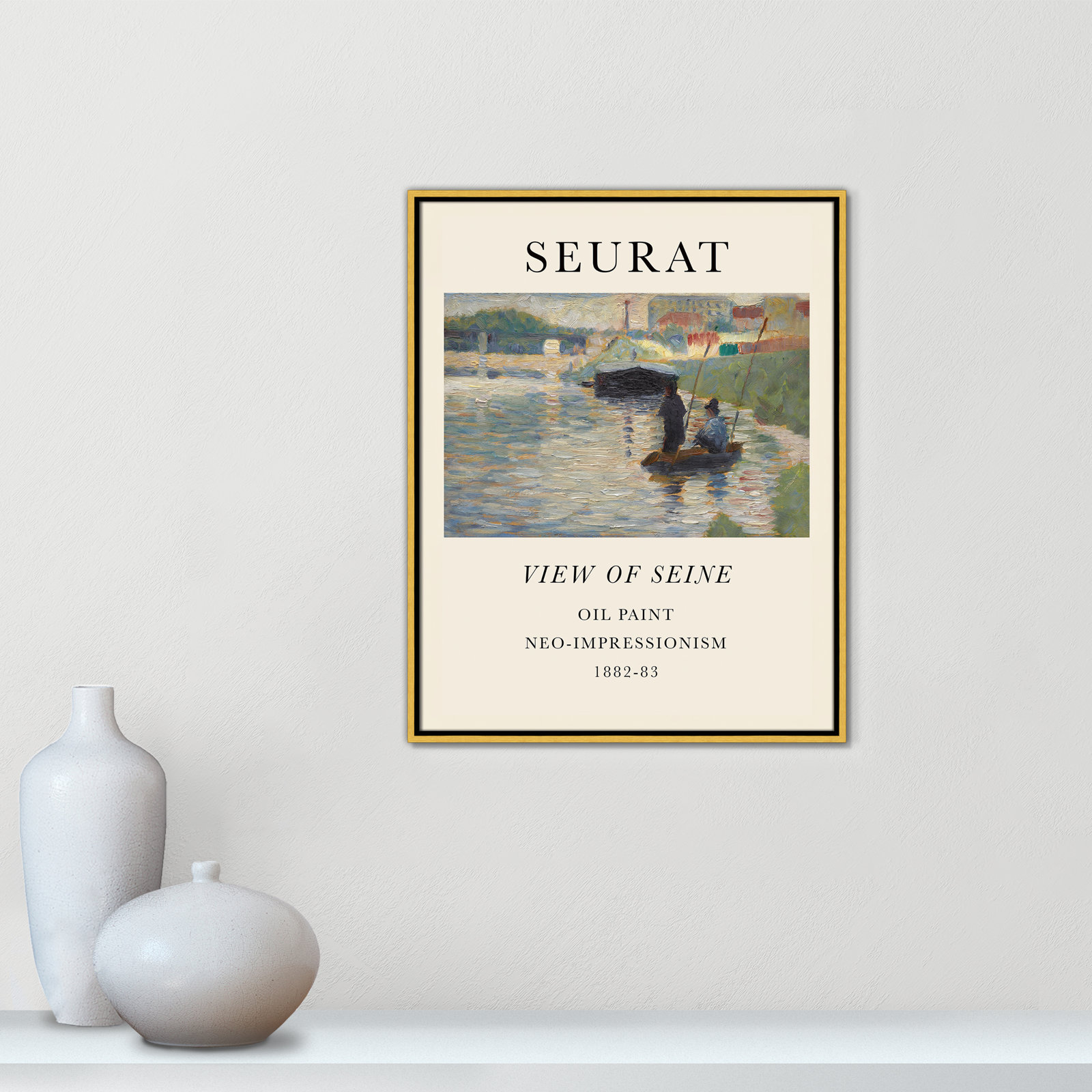 View Of Seine by Georges Seurat, No, 29.5" H x 23.5" W x 2" D, Gold Floater Frame
