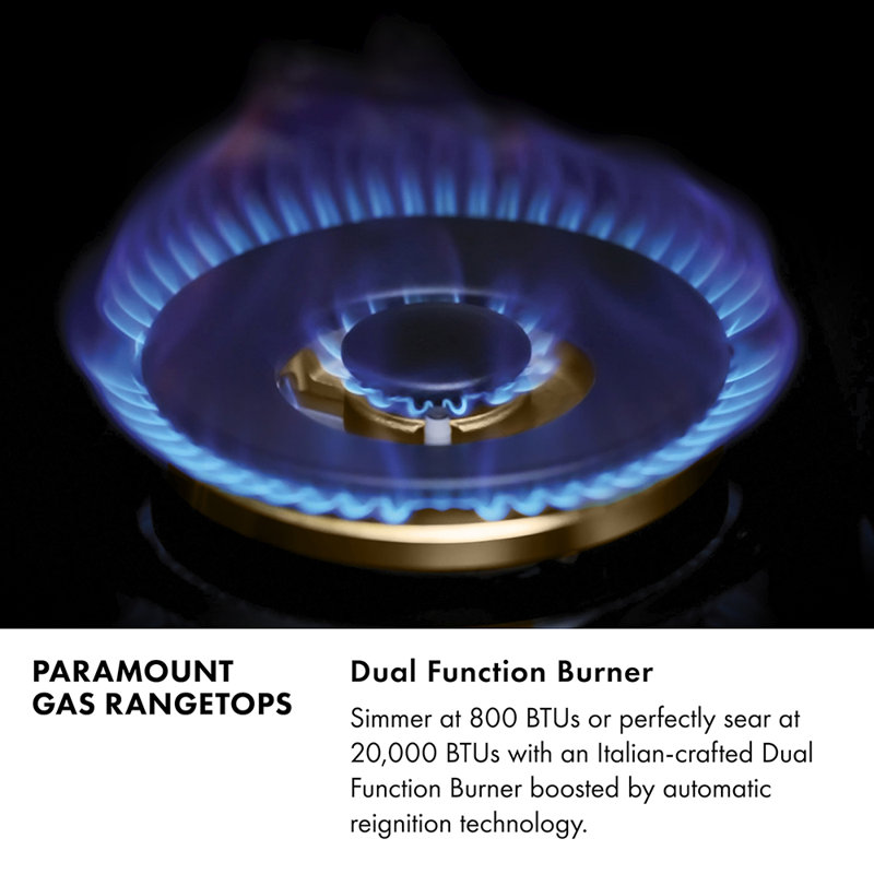 ZLINE 36 in. Paramount Gas Rangetop with 6 Brass Burners and Porcelain Cooktop in Black Satin Steel