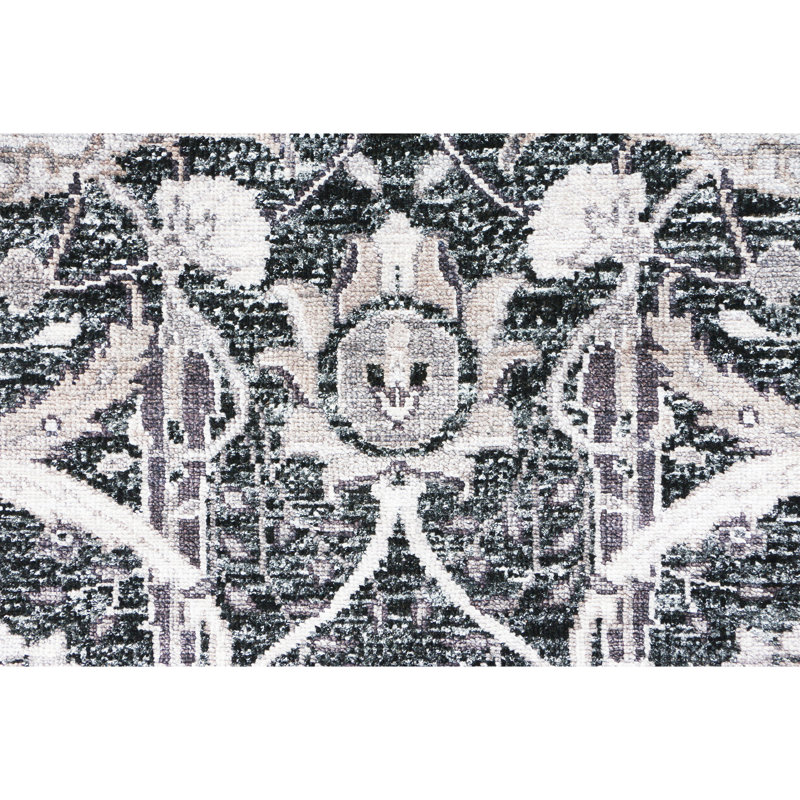 Handmade Wool Damask Area Rug, Runner 2'6" x 12'